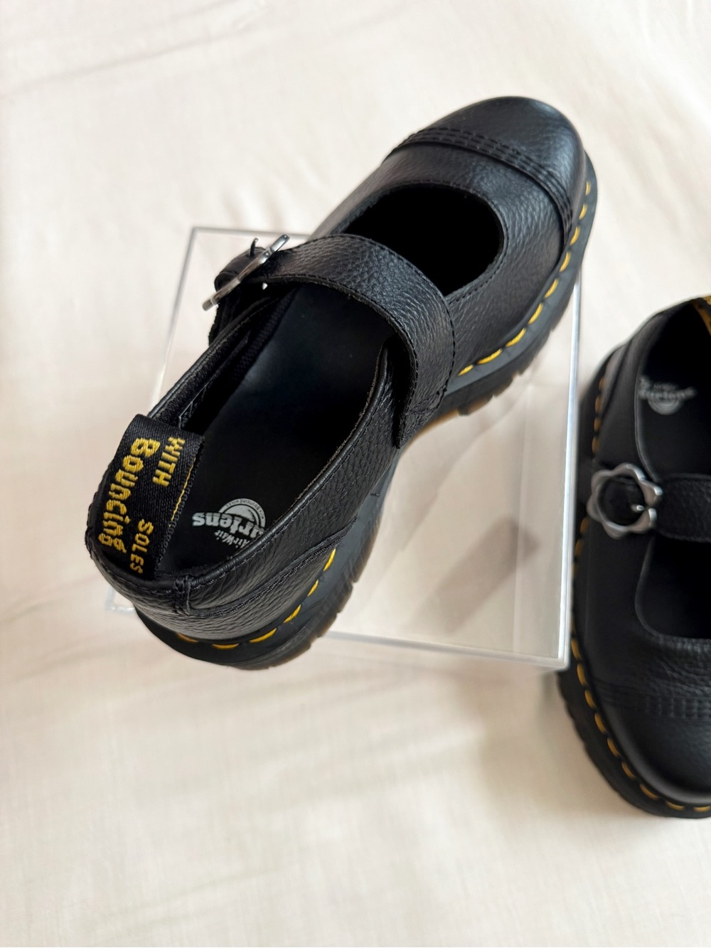 Dr. Martens Black Leather Addina Flower Flat - Picture 5 of 5